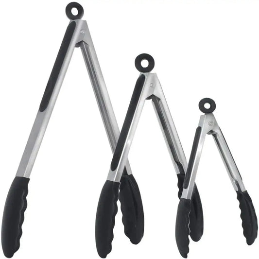 Silicone-Tipped Stainless Steel BBQ Tongs